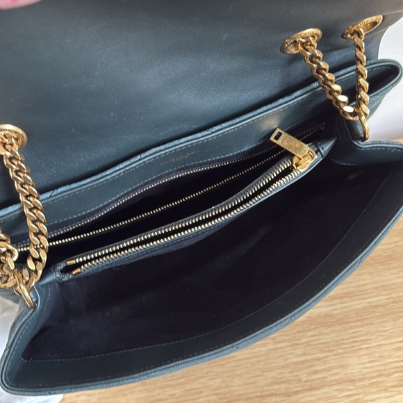 Saint Laurent Loulou Medium YSL Monogram Suede Flap Shoulder Bag Algae green - Picture 7 of 10